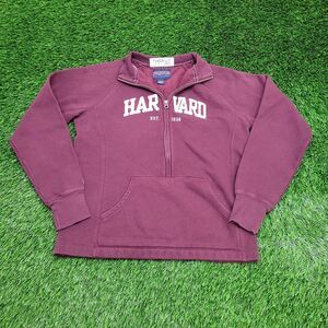 Harvard Crimson 1/2-Zip Sweatshirt Womens Large 20x22 Maroon